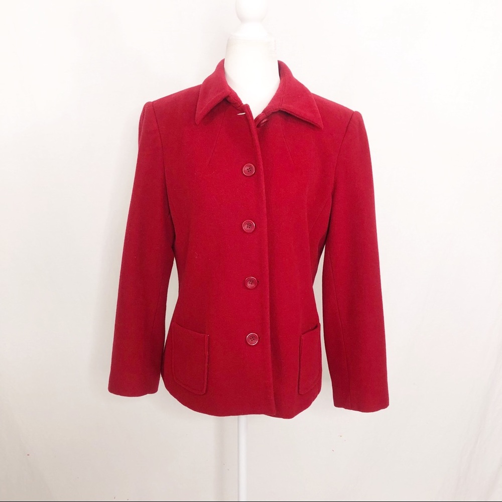 Harve Benard Wool Button Front Coat, Size 12 Petite, Red